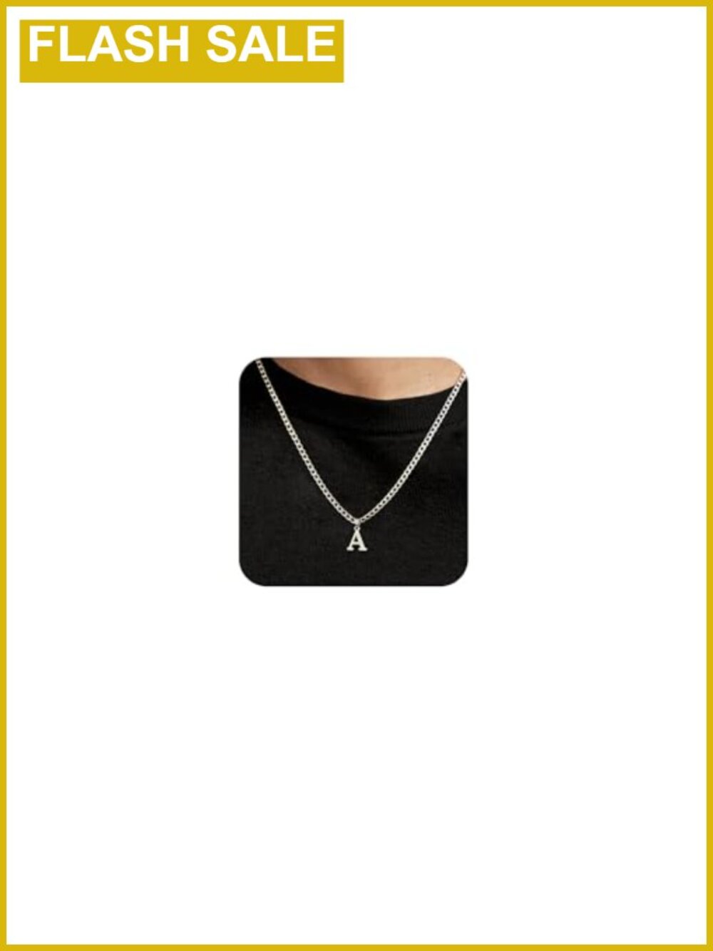 Mens Silver Initial A Pendant Necklace Cuban Link Chain 20 Inch Letter Charm